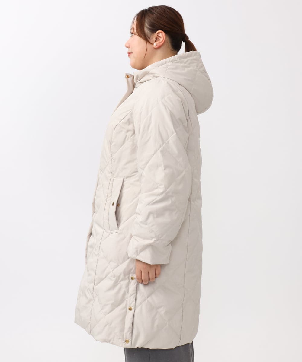 OLUAA01349 eur3(エウルキューブ) 【大きいサイズ】ロングダウンコート グレージュ(89)