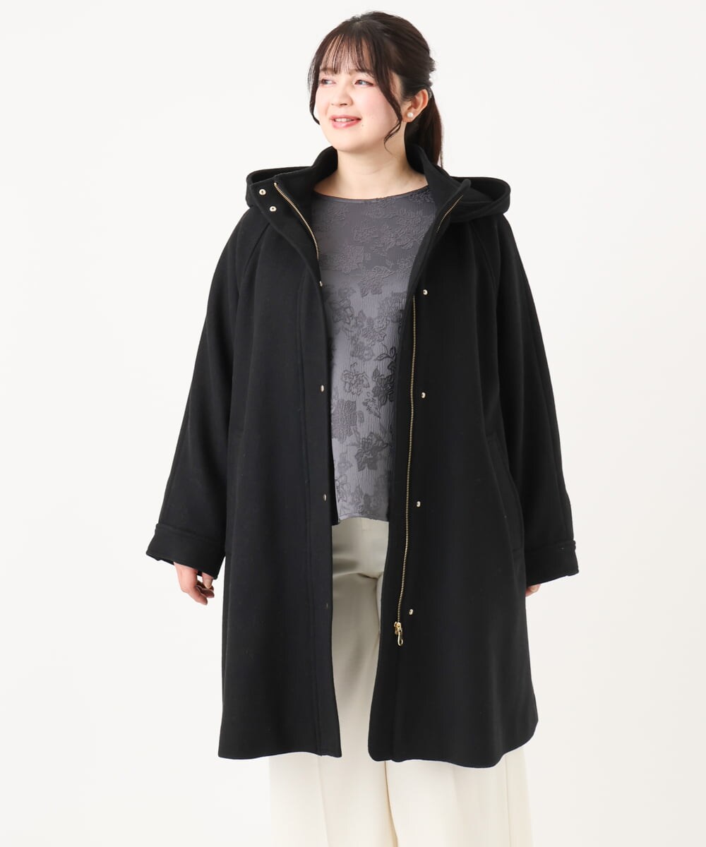 OLUAA06349 eur3(エウルキューブ) 【WEB/一部店舗限定】メルトンフーディーコート ブラック(94)