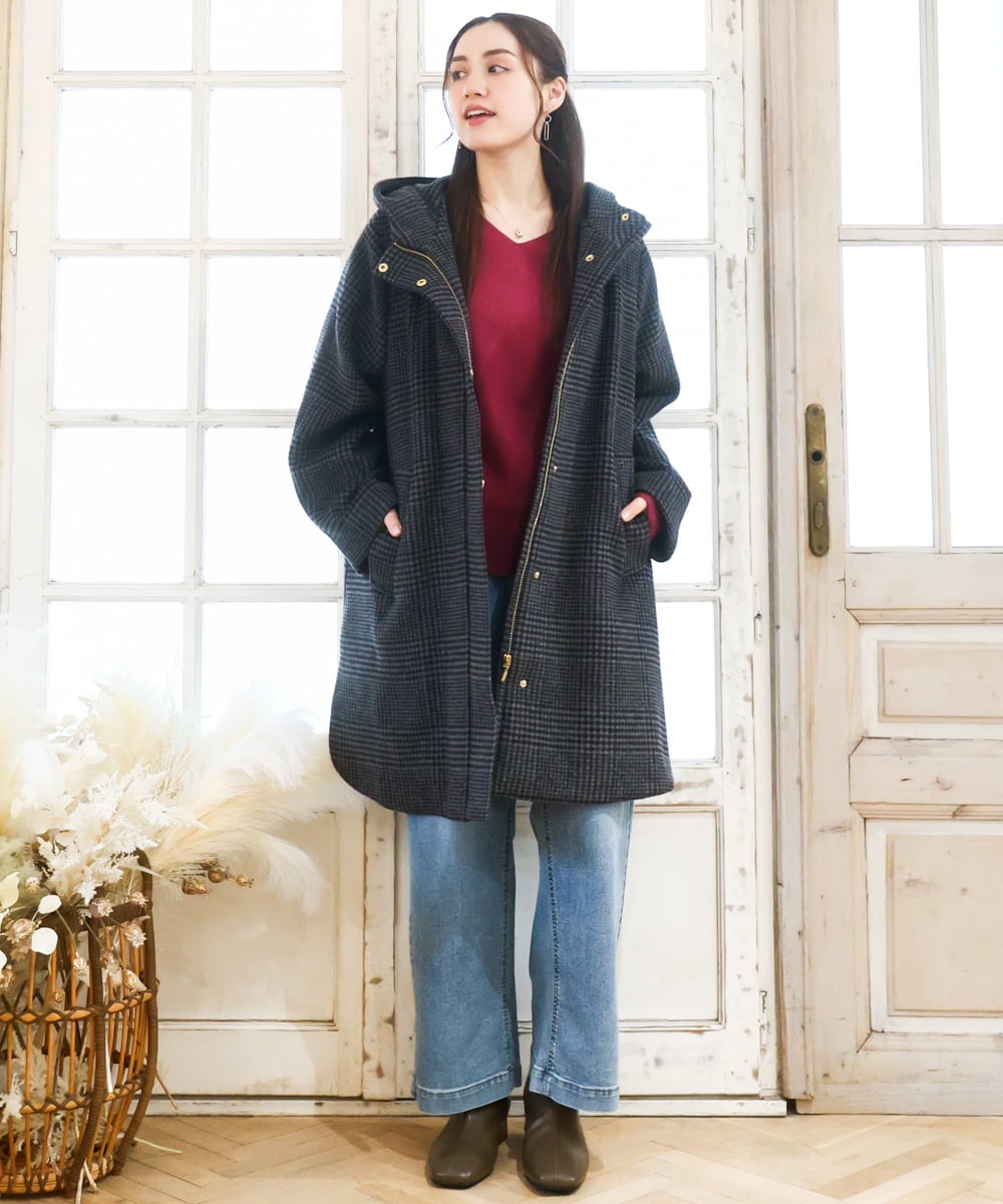 OLUAD01349 eur3(エウルキューブ) 【WEB先行販売】【大きいサイズ】ライトカシミヤウールコート モカ(84)