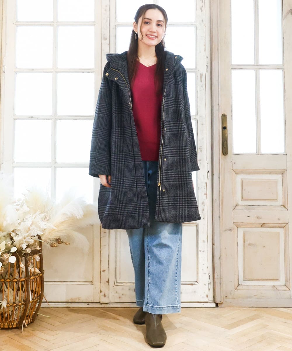 OLUAD01349 eur3(エウルキューブ) 【WEB先行販売】【大きいサイズ】ライトカシミヤウールコート モカ(84)