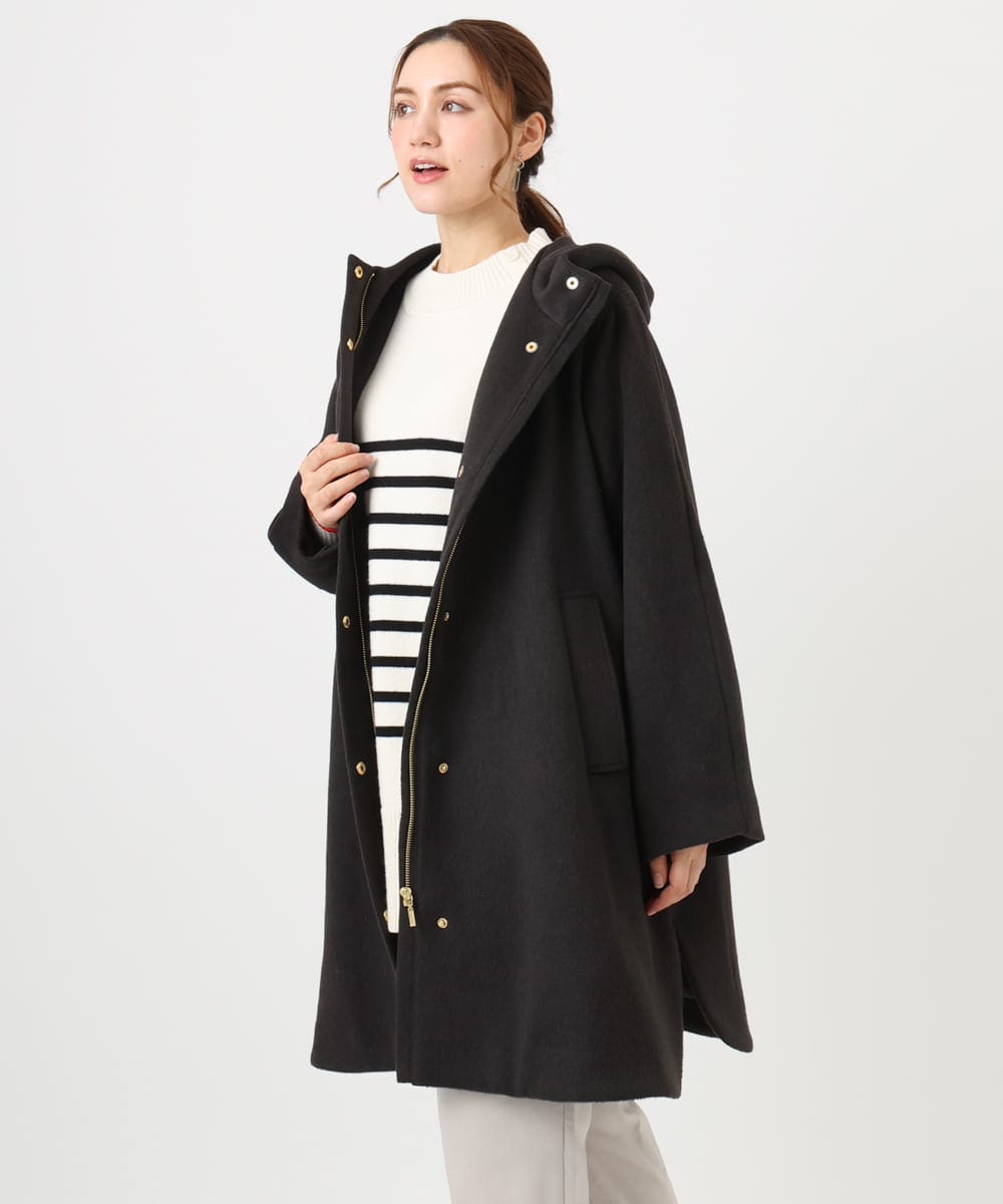 OLUAD01349 eur3(エウルキューブ) 【大きいサイズ】ライトカシミヤウールコート ダークブラウン(87)