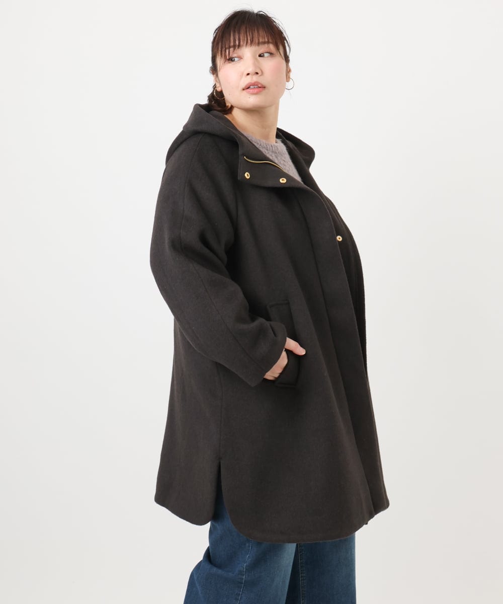 OLUAD01349 eur3(エウルキューブ) 【WEB先行販売】【大きいサイズ】ライトカシミヤウールコート ダークブラウン(87)