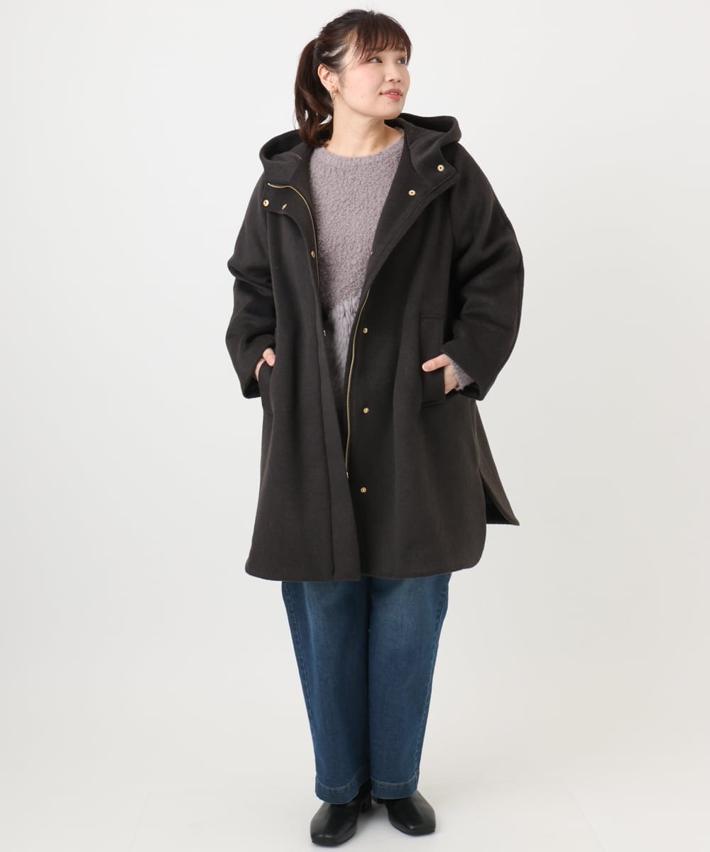 OLUAD01349 eur3(エウルキューブ) 【WEB先行販売】【大きいサイズ】ライトカシミヤウールコート ダークブラウン(87)