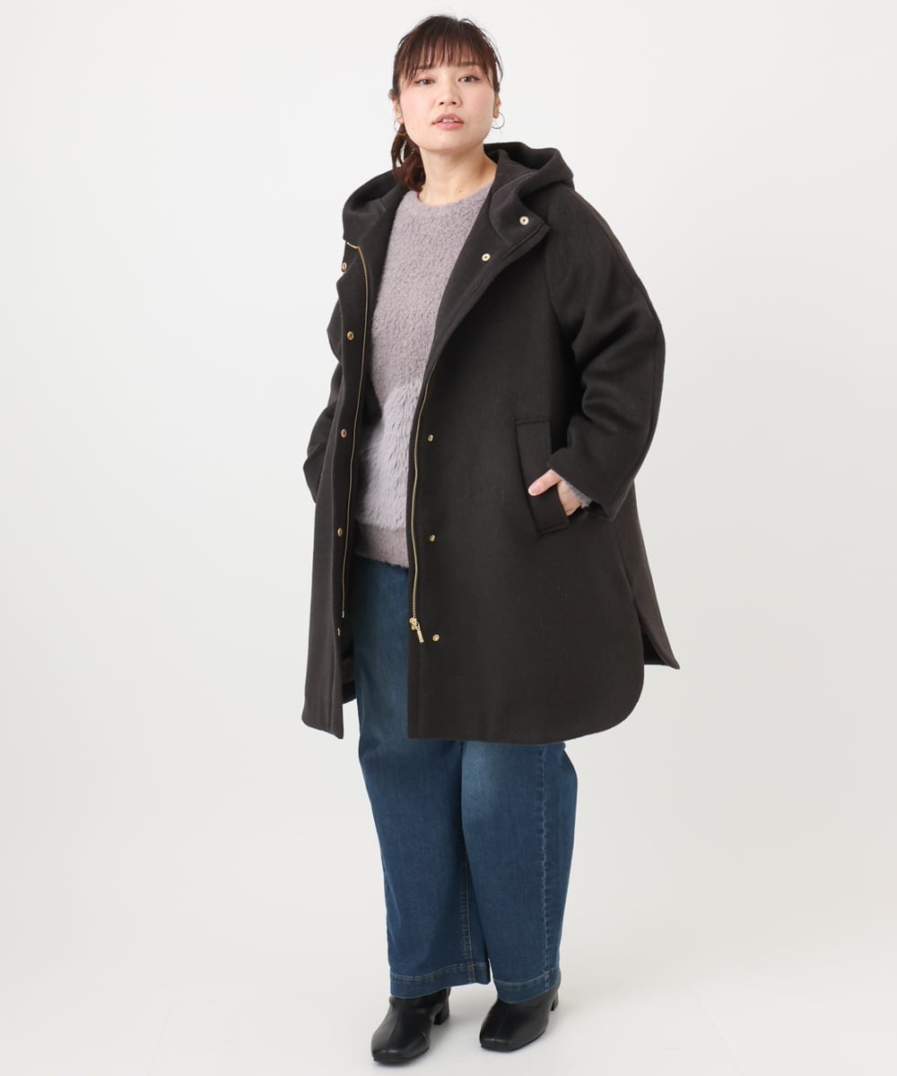 OLUAD01349 eur3(エウルキューブ) 【WEB先行販売】【大きいサイズ】ライトカシミヤウールコート ダークブラウン(87)