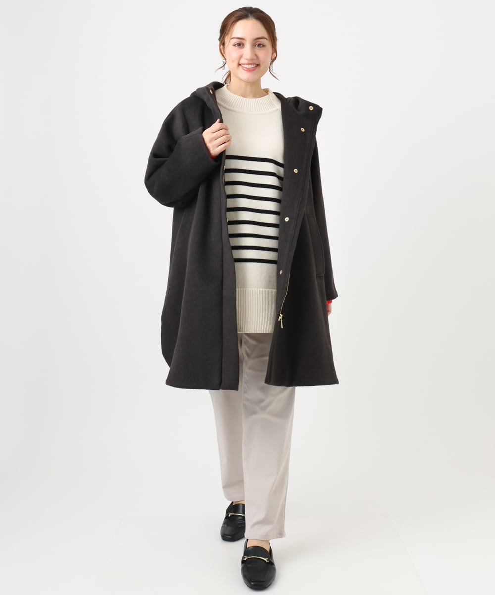 OLUAD01349 eur3(エウルキューブ) 【大きいサイズ】ライトカシミヤウールコート ダークブラウン(87)