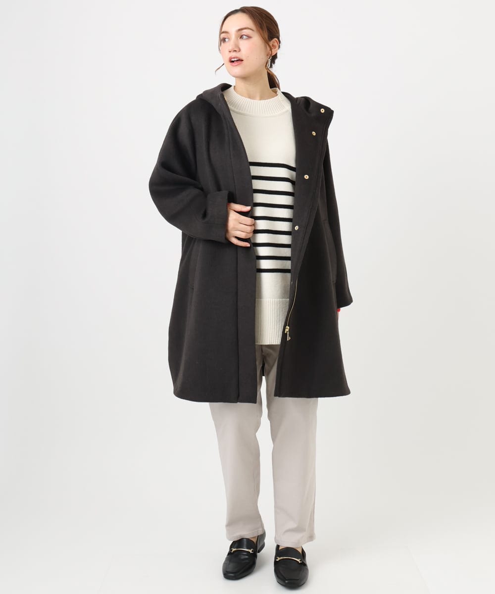 OLUAD01349 eur3(エウルキューブ) 【大きいサイズ】ライトカシミヤウールコート ダークブラウン(87)