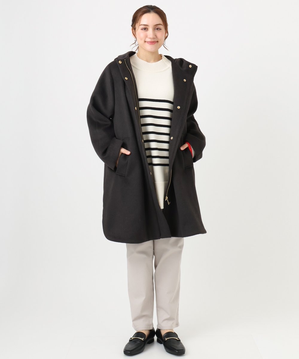 OLUAD01349 eur3(エウルキューブ) 【大きいサイズ】ライトカシミヤウールコート ダークブラウン(87)