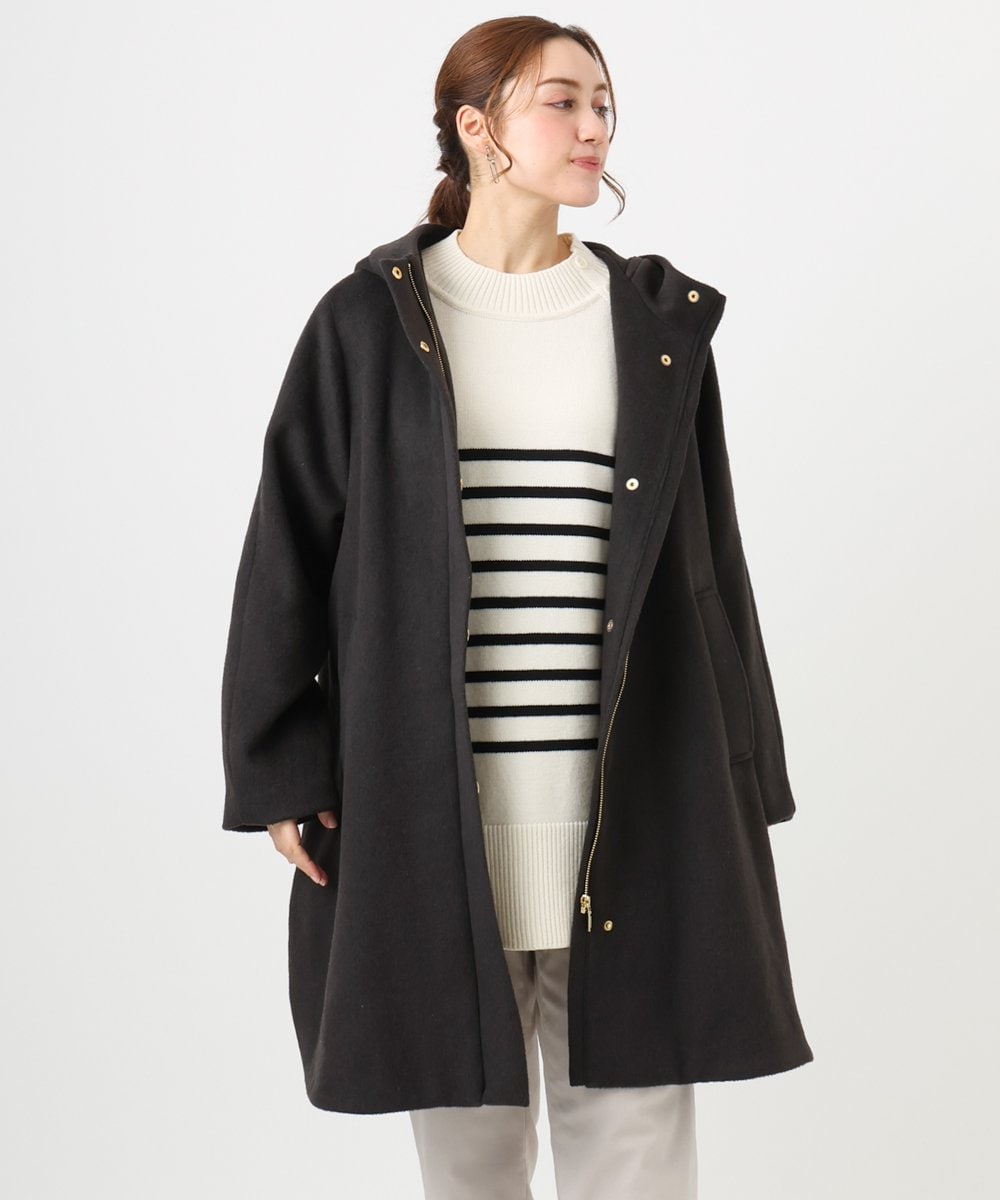 OLUAD01349 eur3(エウルキューブ) 【大きいサイズ】ライトカシミヤウールコート ダークブラウン(87)