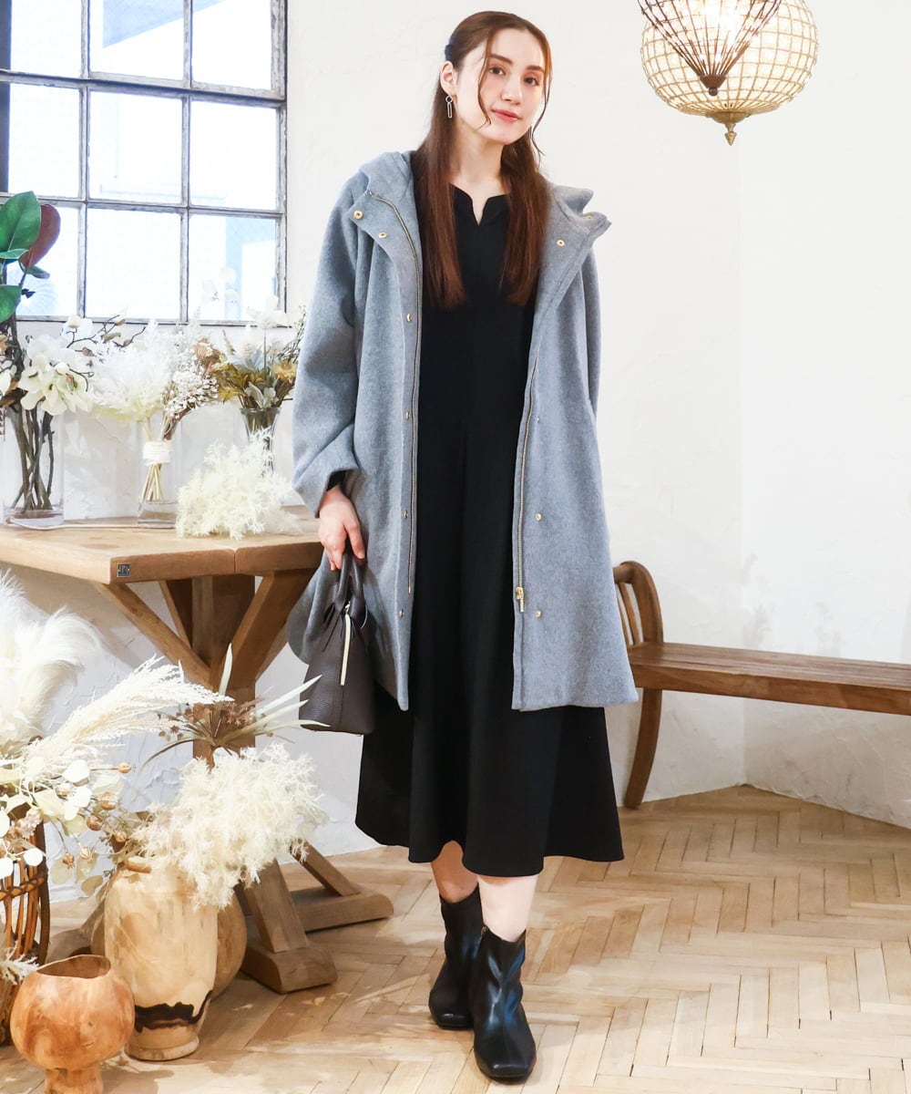 OLUAD01349 eur3(エウルキューブ) 【大きいサイズ】ライトカシミヤウールコート ダークグレー(93)限定カラー