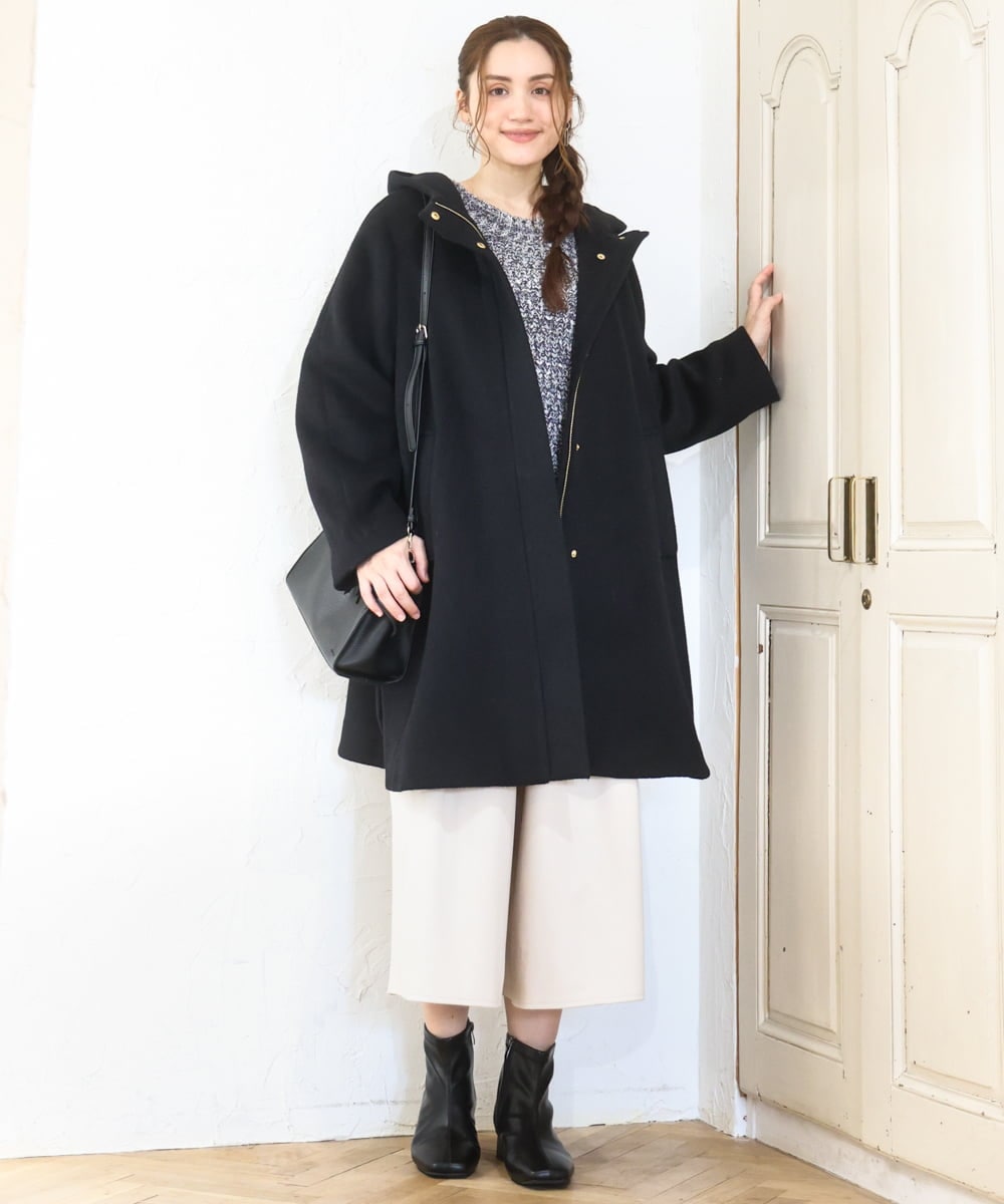 OLUAD01349 eur3(エウルキューブ) 【WEB先行販売】【大きいサイズ】ライトカシミヤウールコート ブラック(94)