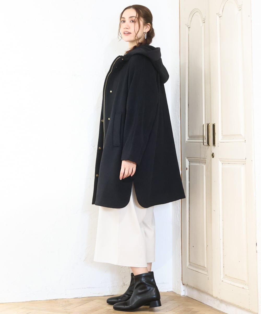 OLUAD01349 eur3(エウルキューブ) 【WEB先行販売】【大きいサイズ】ライトカシミヤウールコート ブラック(94)