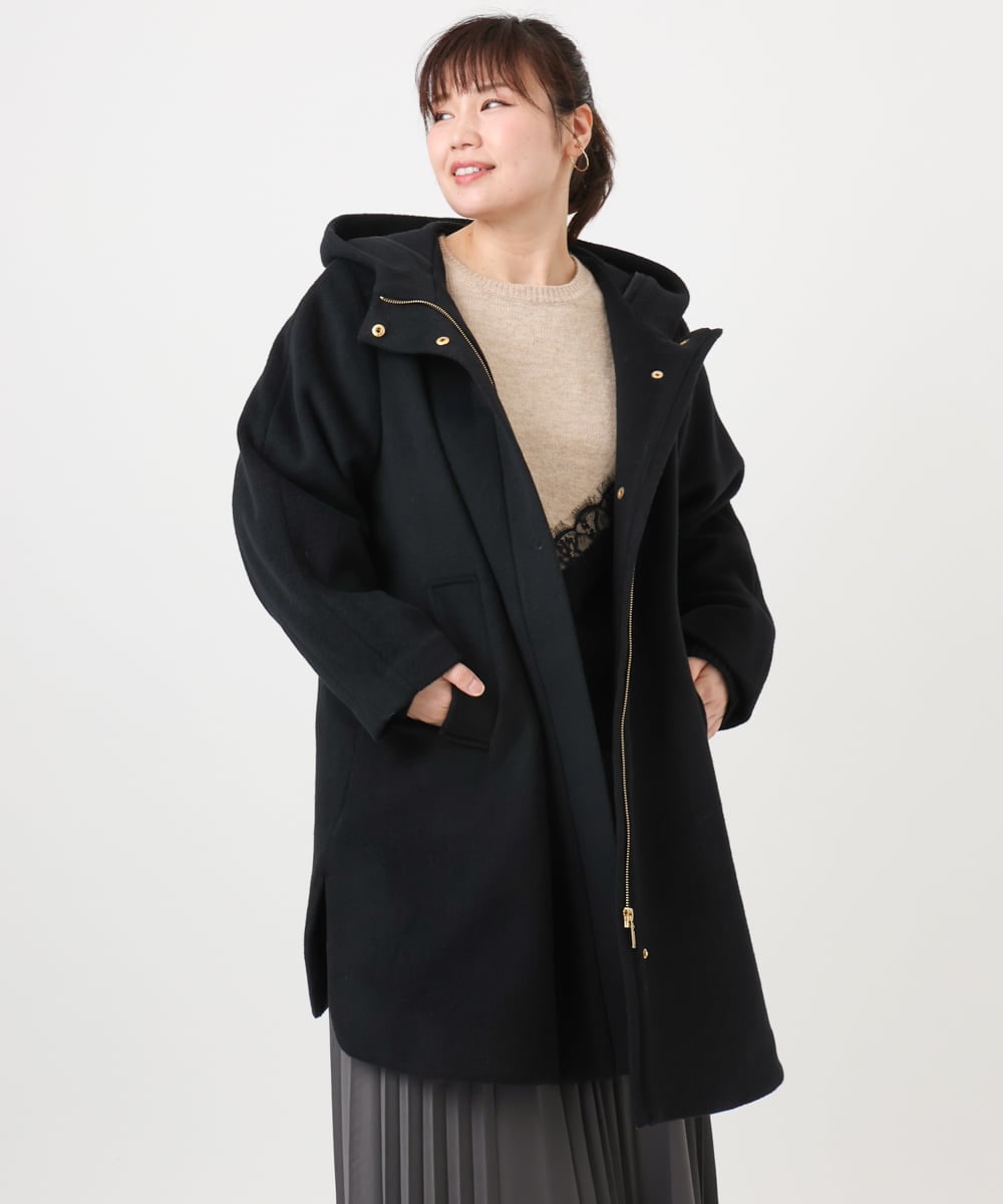 OLUAD01349 eur3(エウルキューブ) 【WEB先行販売】【大きいサイズ】ライトカシミヤウールコート ブラック(94)