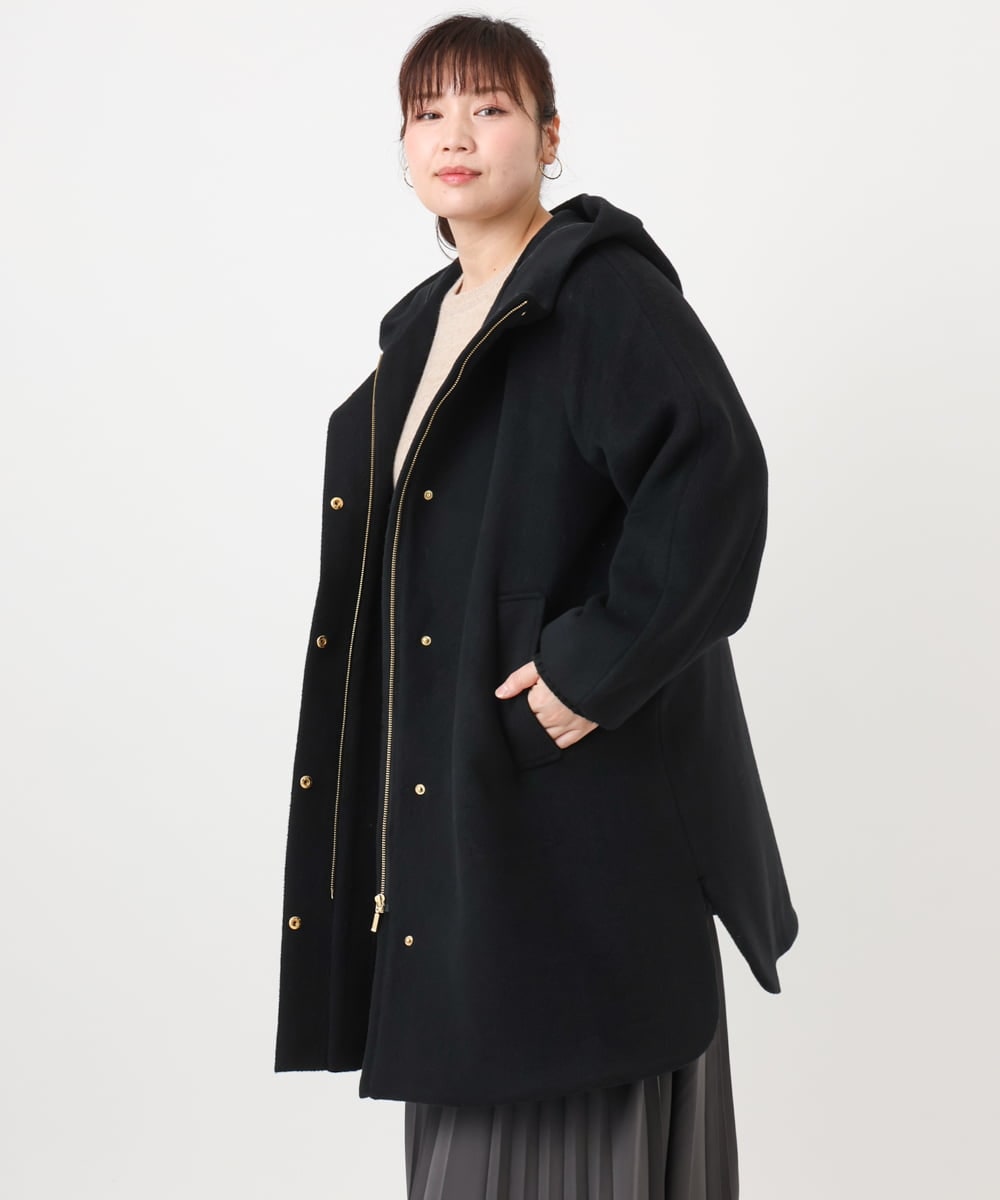 OLUAD01349 eur3(エウルキューブ) 【WEB先行販売】【大きいサイズ】ライトカシミヤウールコート ブラック(94)