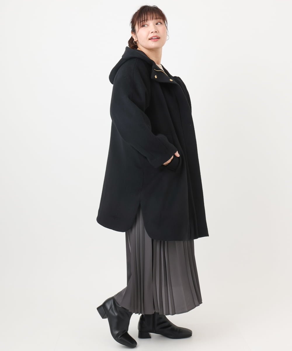 OLUAD01349 eur3(エウルキューブ) 【WEB先行販売】【大きいサイズ】ライトカシミヤウールコート ブラック(94)