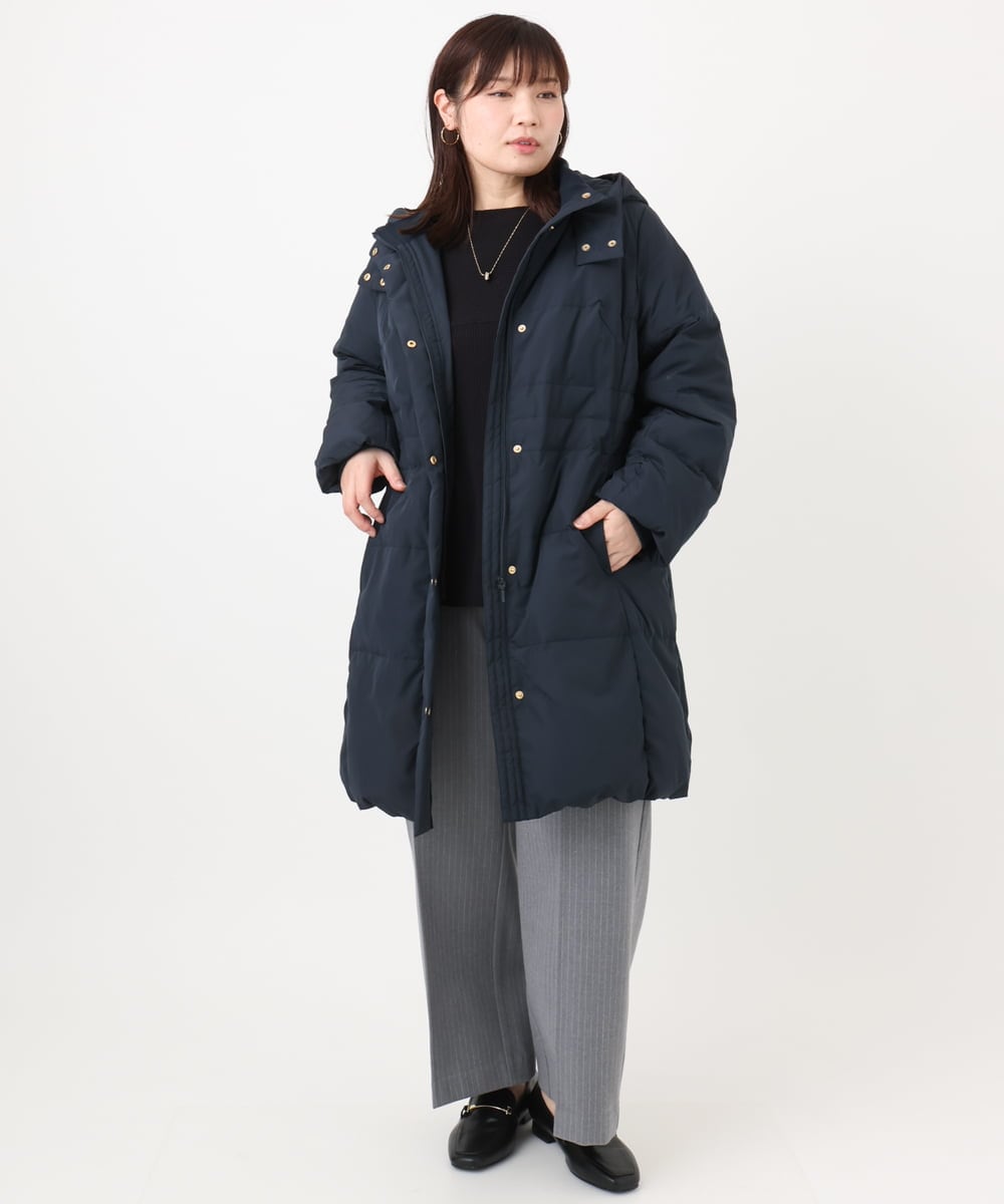 OLUAD03349 eur3(エウルキューブ) 【大きいサイズ】フードロングダウンコート ネイビー(57)