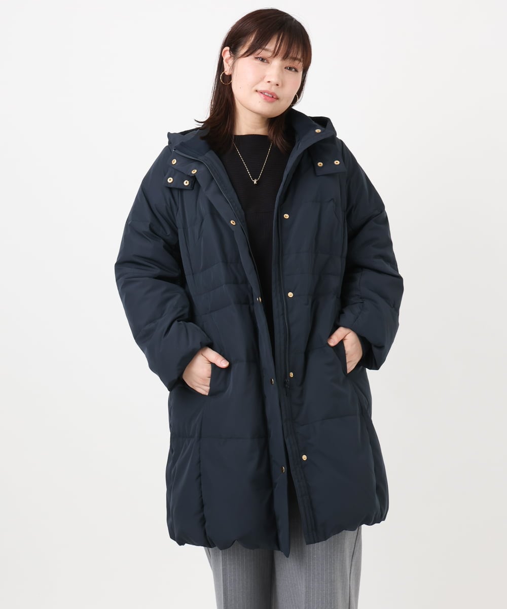 OLUAD03349 eur3(エウルキューブ) 【大きいサイズ】フードロングダウンコート ネイビー(57)