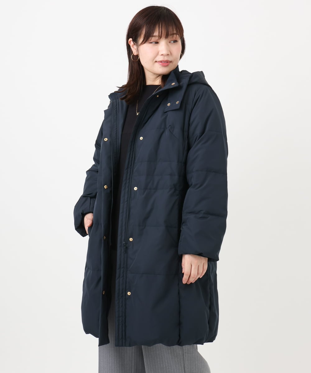 OLUAD03349 eur3(エウルキューブ) 【大きいサイズ】フードロングダウンコート ネイビー(57)
