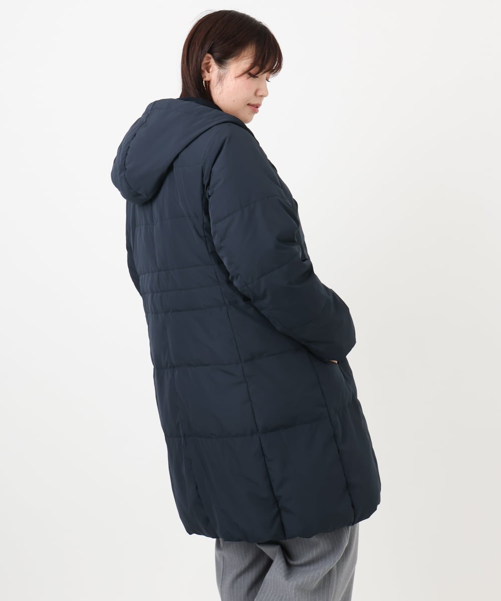 OLUAD03349 eur3(エウルキューブ) 【大きいサイズ】フードロングダウンコート ネイビー(57)