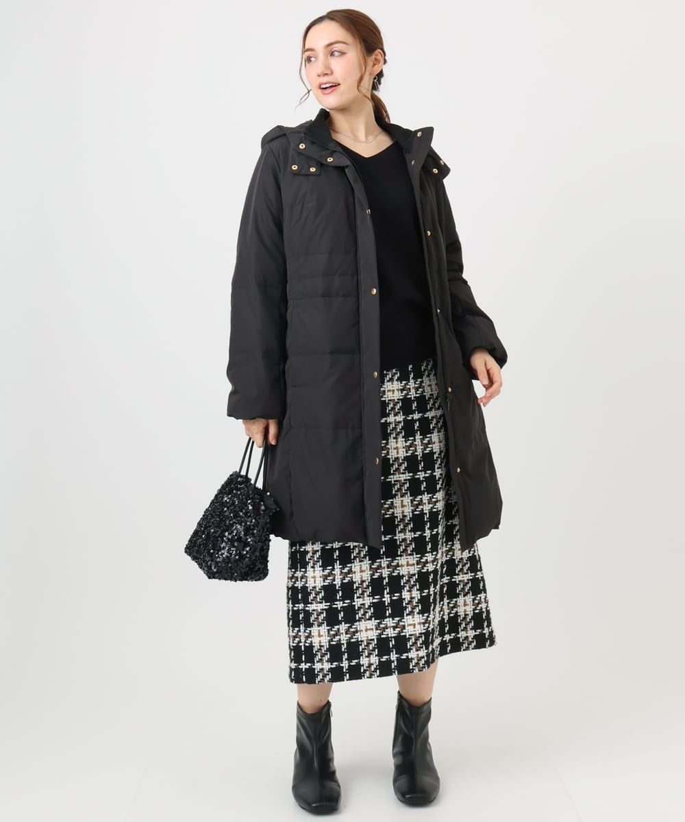 OLUAD03349 eur3(エウルキューブ) 【大きいサイズ】フードロングダウンコート ブラック(94)