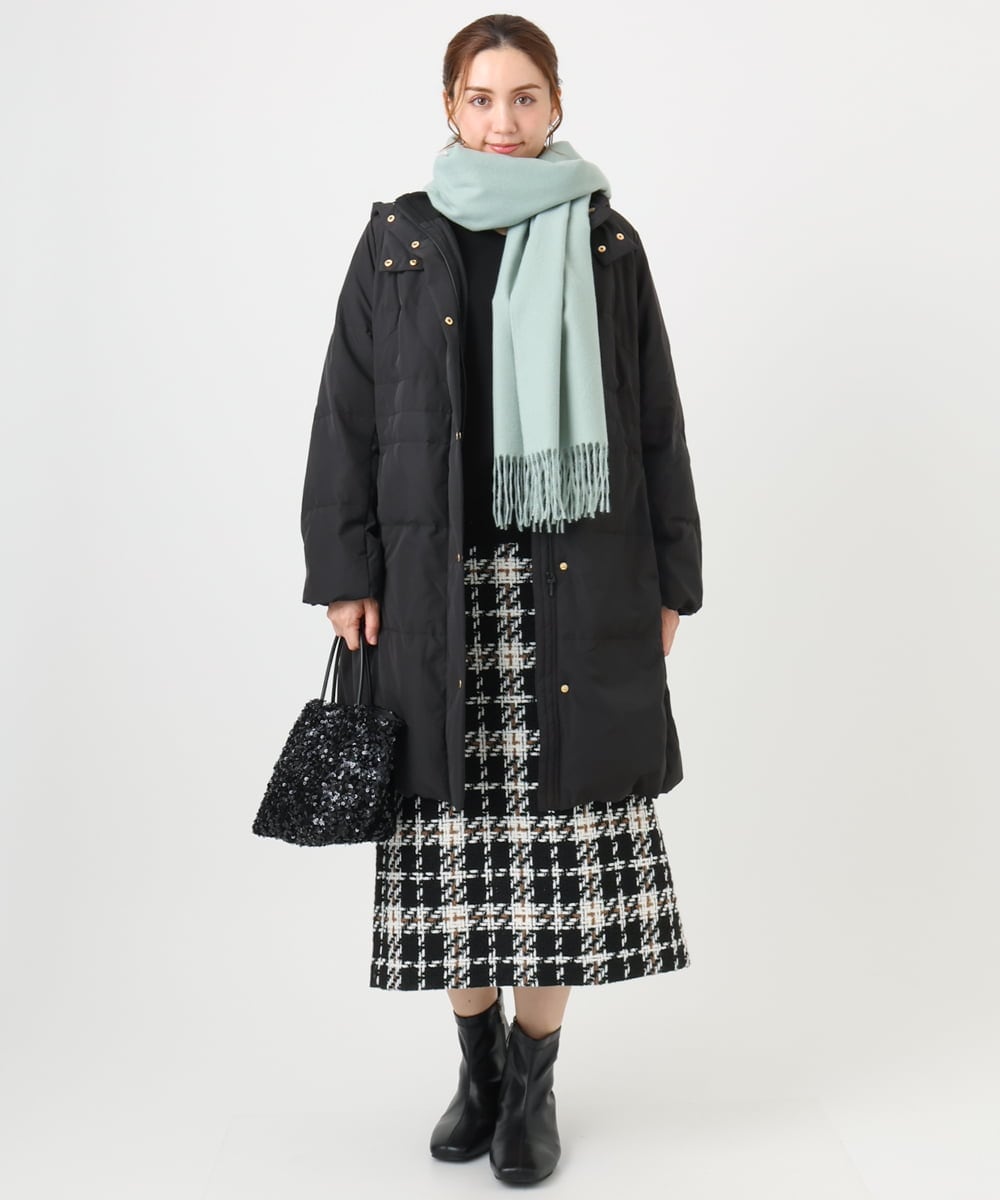 OLUAD03349 eur3(エウルキューブ) 【大きいサイズ】フードロングダウンコート ブラック(94)