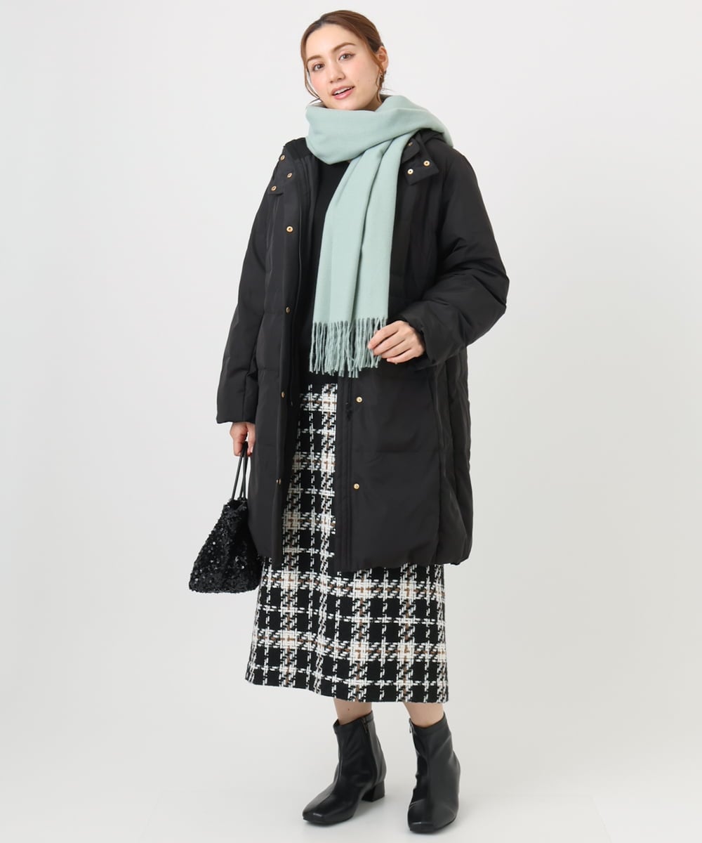 OLUAD03349 eur3(エウルキューブ) 【大きいサイズ】フードロングダウンコート ブラック(94)