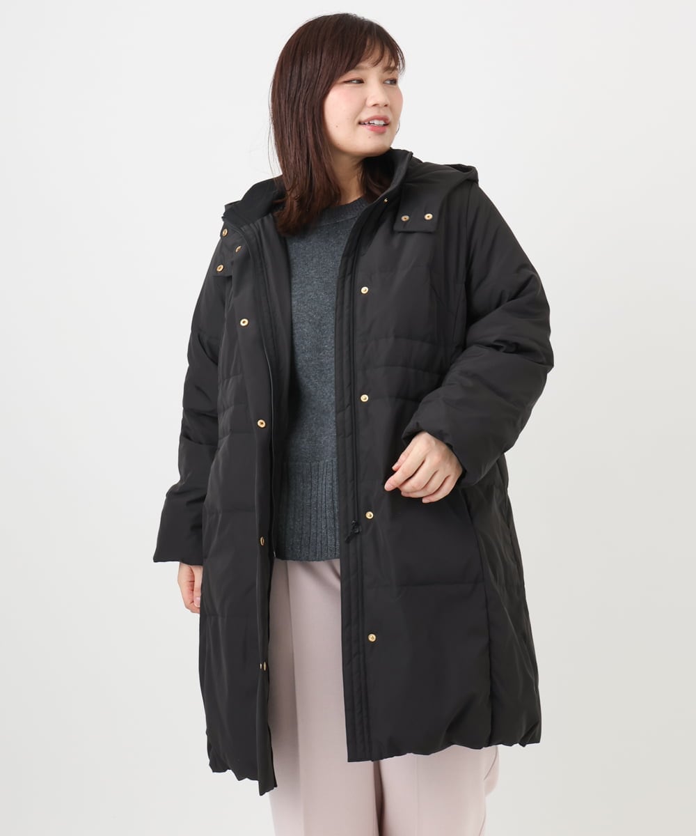OLUAD03349 eur3(エウルキューブ) 【大きいサイズ】フードロングダウンコート ブラック(94)