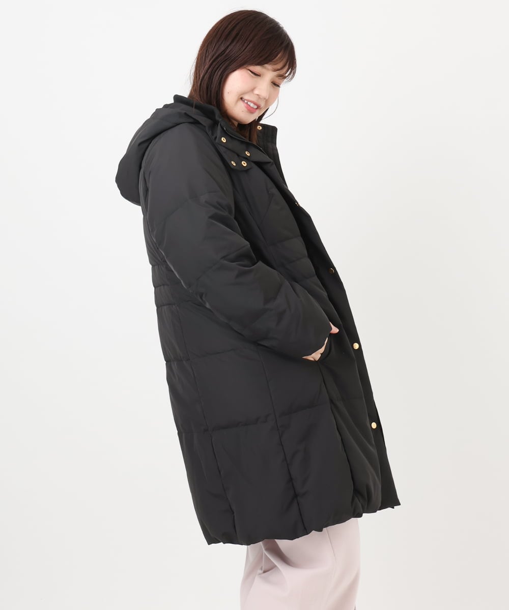 OLUAD03349 eur3(エウルキューブ) 【大きいサイズ】フードロングダウンコート ブラック(94)