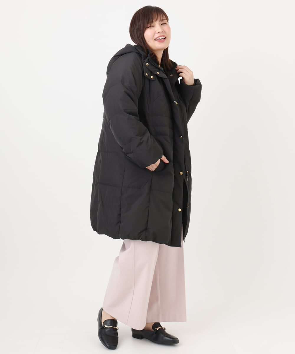 OLUAD03349 eur3(エウルキューブ) 【大きいサイズ】フードロングダウンコート ブラック(94)