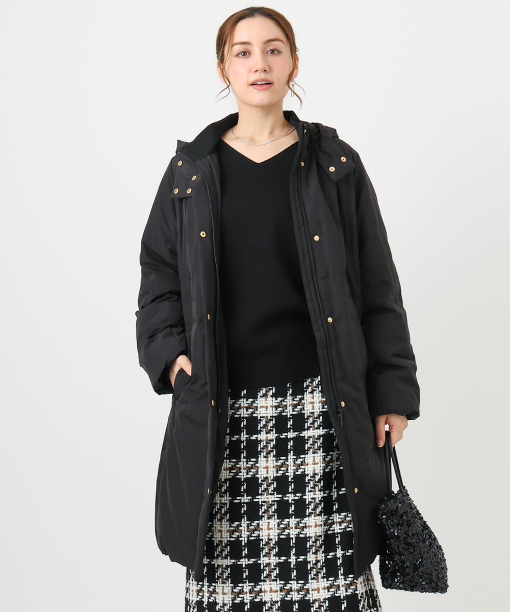 OLUAD03349 eur3(エウルキューブ) 【大きいサイズ】フードロングダウンコート ブラック(94)