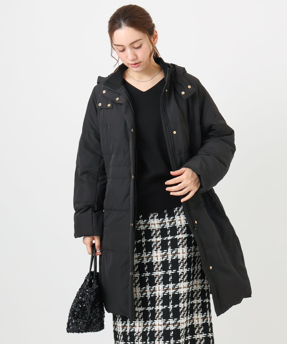 OLUAD03349 eur3(エウルキューブ) 【大きいサイズ】フードロングダウンコート ブラック(94)