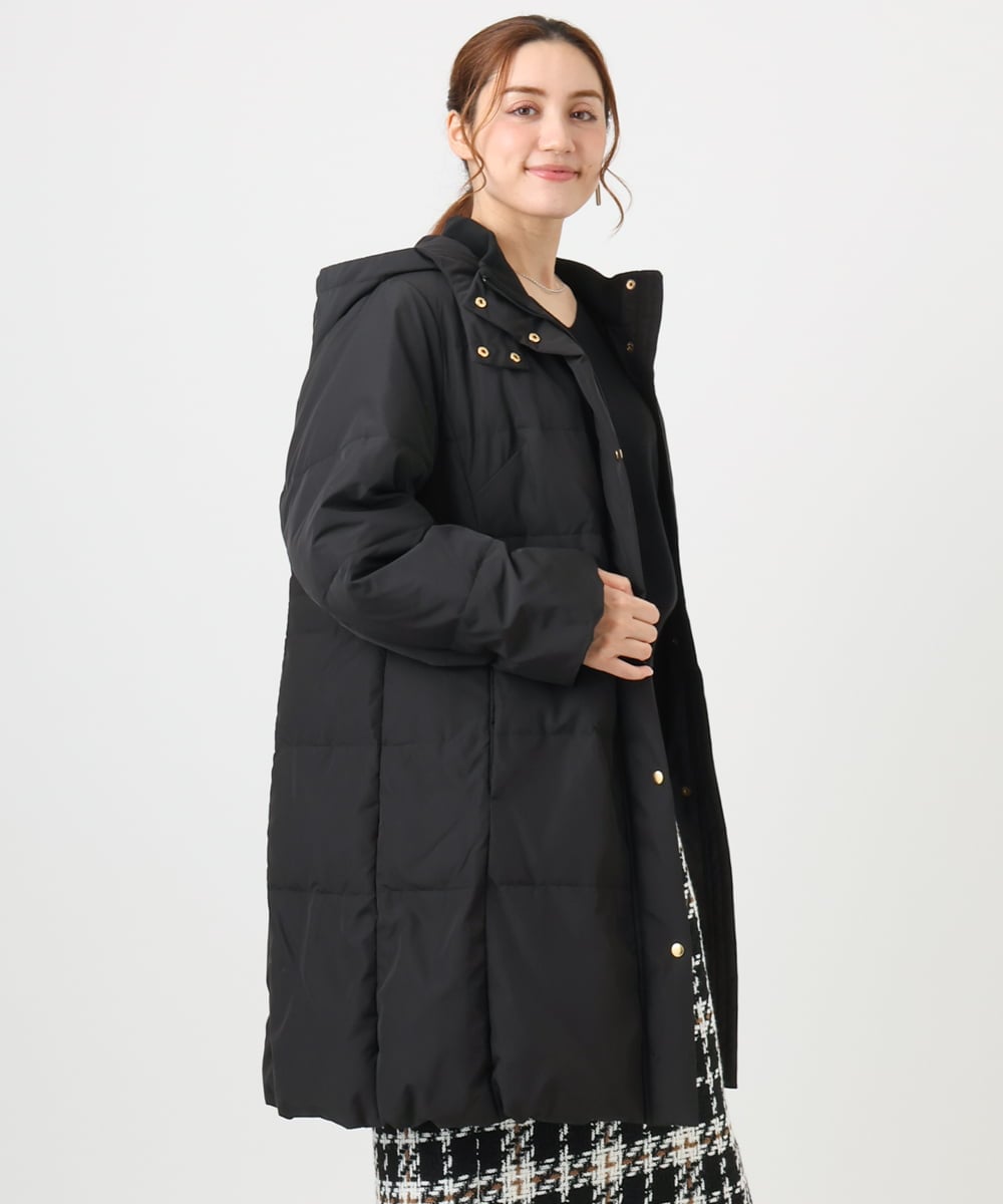 OLUAD03349 eur3(エウルキューブ) 【大きいサイズ】フードロングダウンコート ブラック(94)