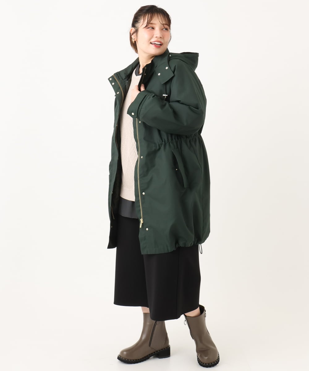 OLUAD04369 eur3(エウルキューブ) 【WEB/一部店舗限定】【大きいサイズ】ライナー付フーディーコート グリーン(35)