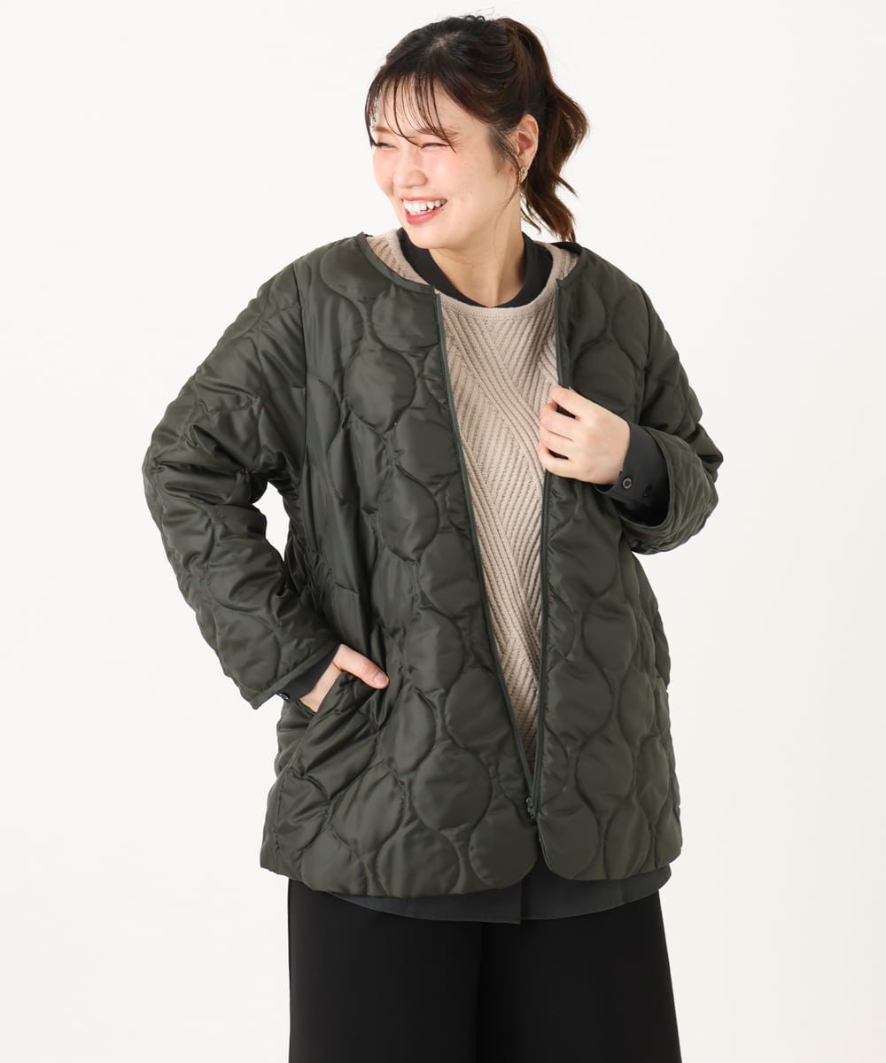 OLUAD04369 eur3(エウルキューブ) 【WEB/一部店舗限定】【大きいサイズ】ライナー付フーディーコート グリーン(35)