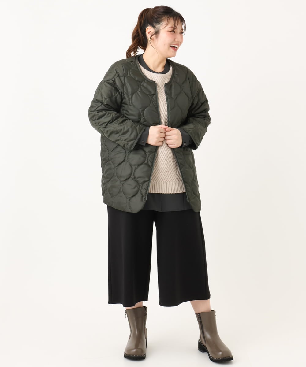 OLUAD04369 eur3(エウルキューブ) 【WEB/一部店舗限定】【大きいサイズ】ライナー付フーディーコート グリーン(35)