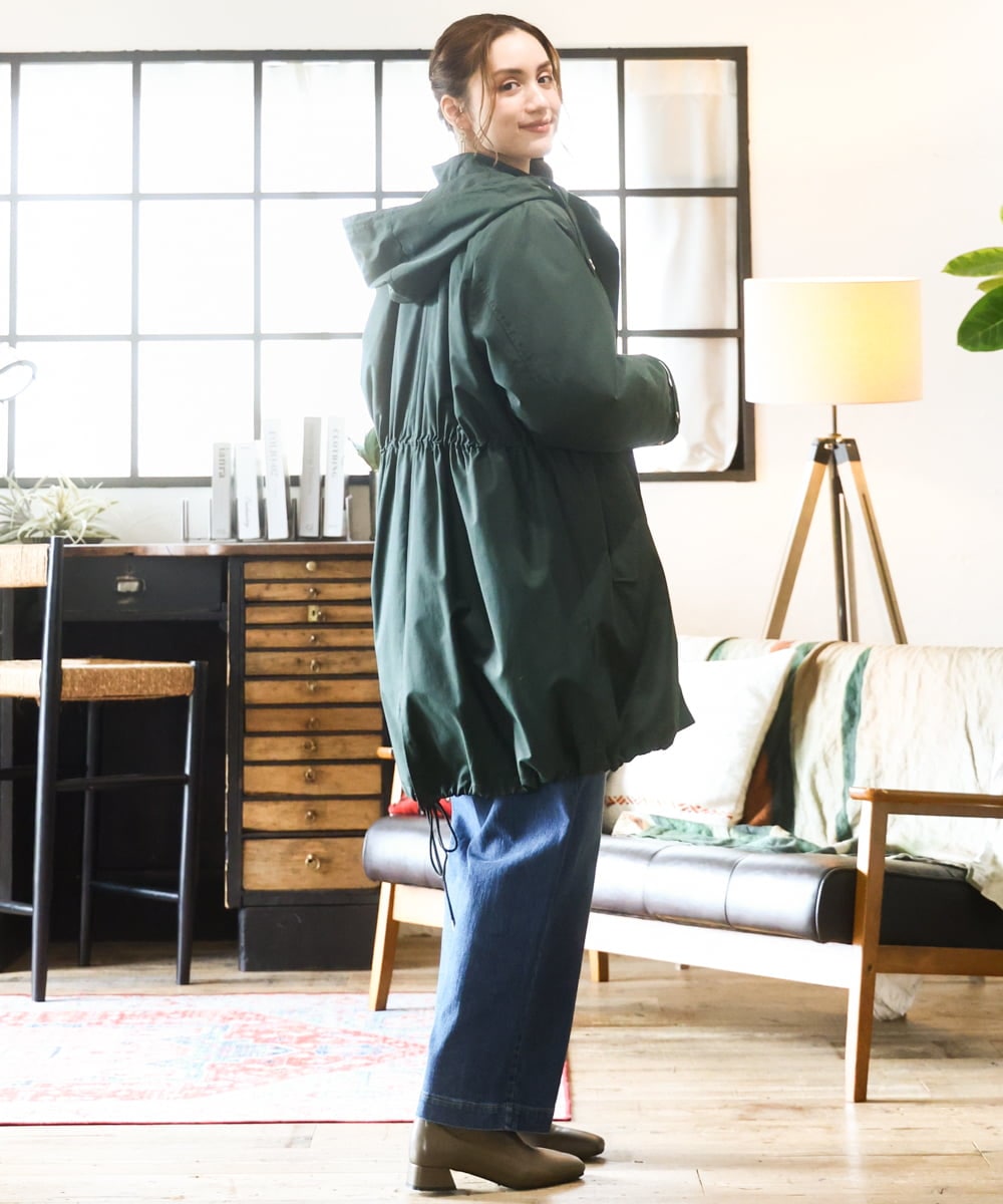 OLUAD04369 eur3(エウルキューブ) 【WEB/一部店舗限定】【大きいサイズ】ライナー付フーディーコート グリーン(35)