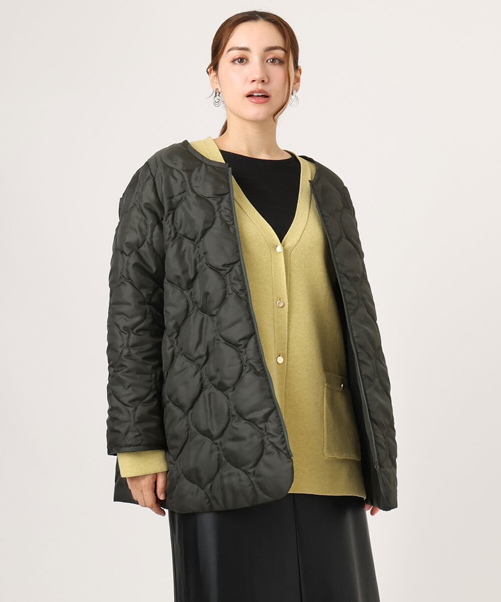 OLUAD04369 eur3(エウルキューブ) 【WEB/一部店舗限定】【大きいサイズ】ライナー付フーディーコート グリーン(35)