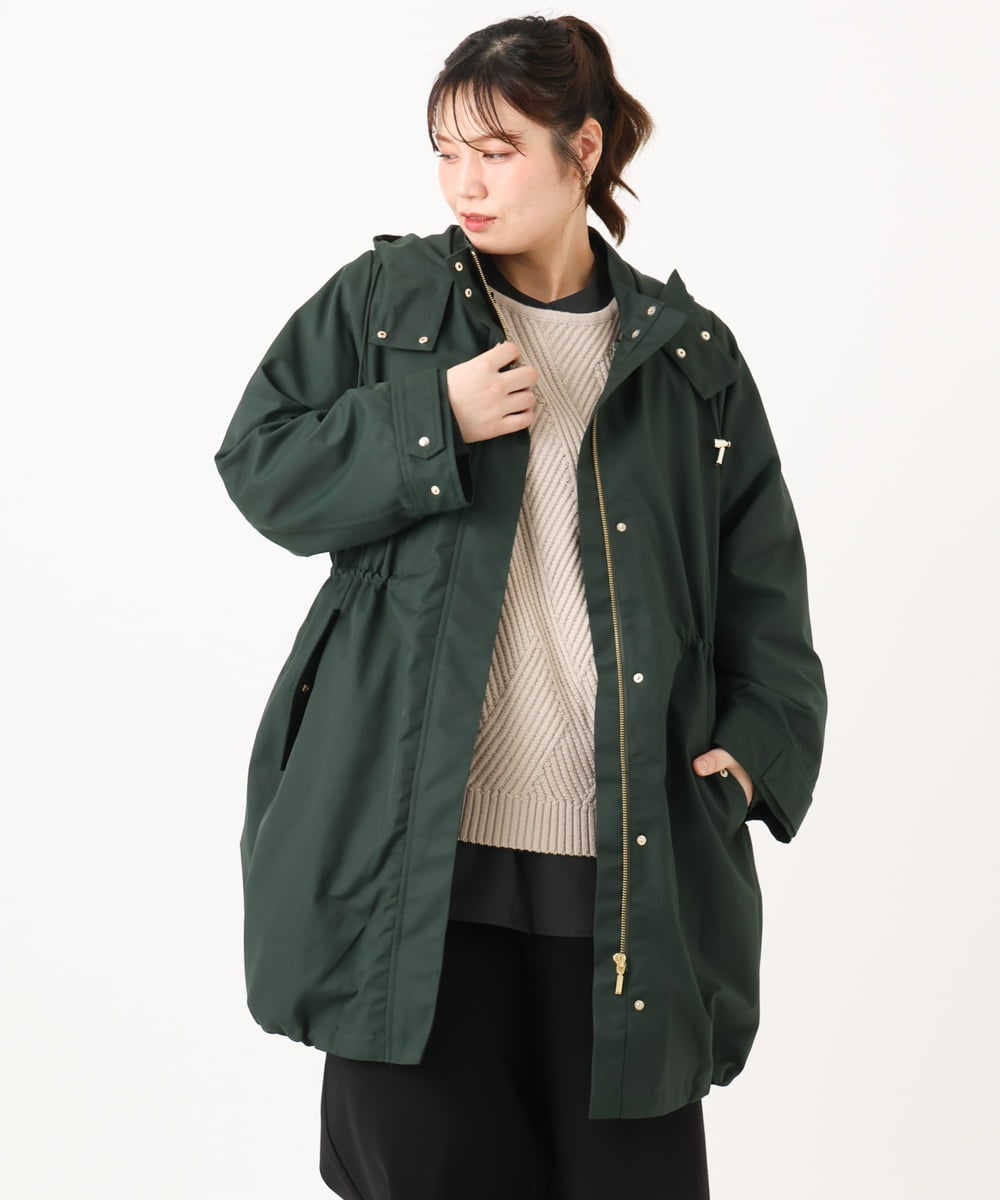 OLUAD04369 eur3(エウルキューブ) 【WEB/一部店舗限定】【大きいサイズ】ライナー付フーディーコート グリーン(35)