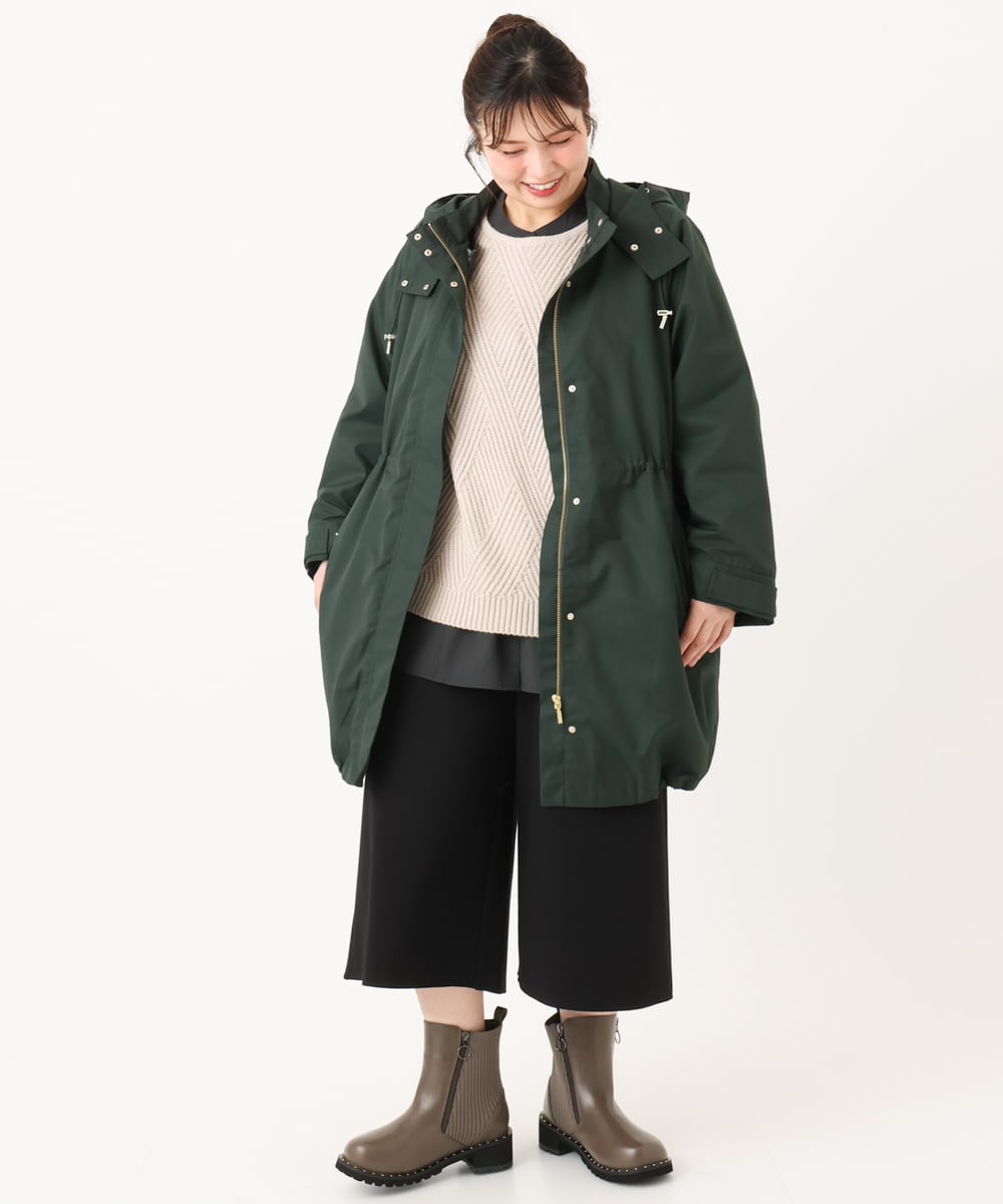 OLUAD04369 eur3(エウルキューブ) 【WEB/一部店舗限定】【大きいサイズ】ライナー付フーディーコート グリーン(35)