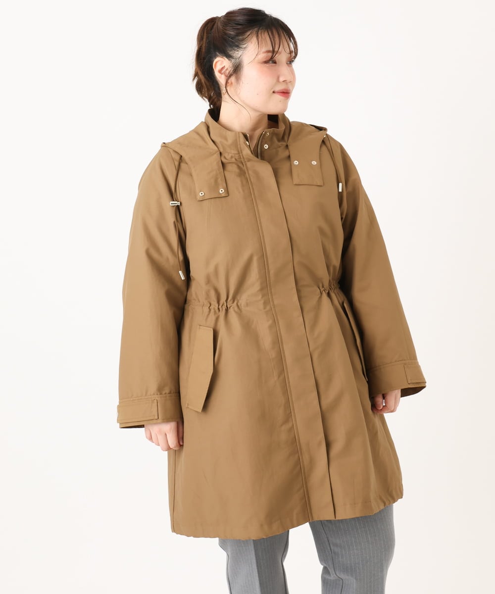 OLUAD04369 eur3(エウルキューブ) 【WEB/一部店舗限定】【大きいサイズ】ライナー付フーディーコート キャメル(83)