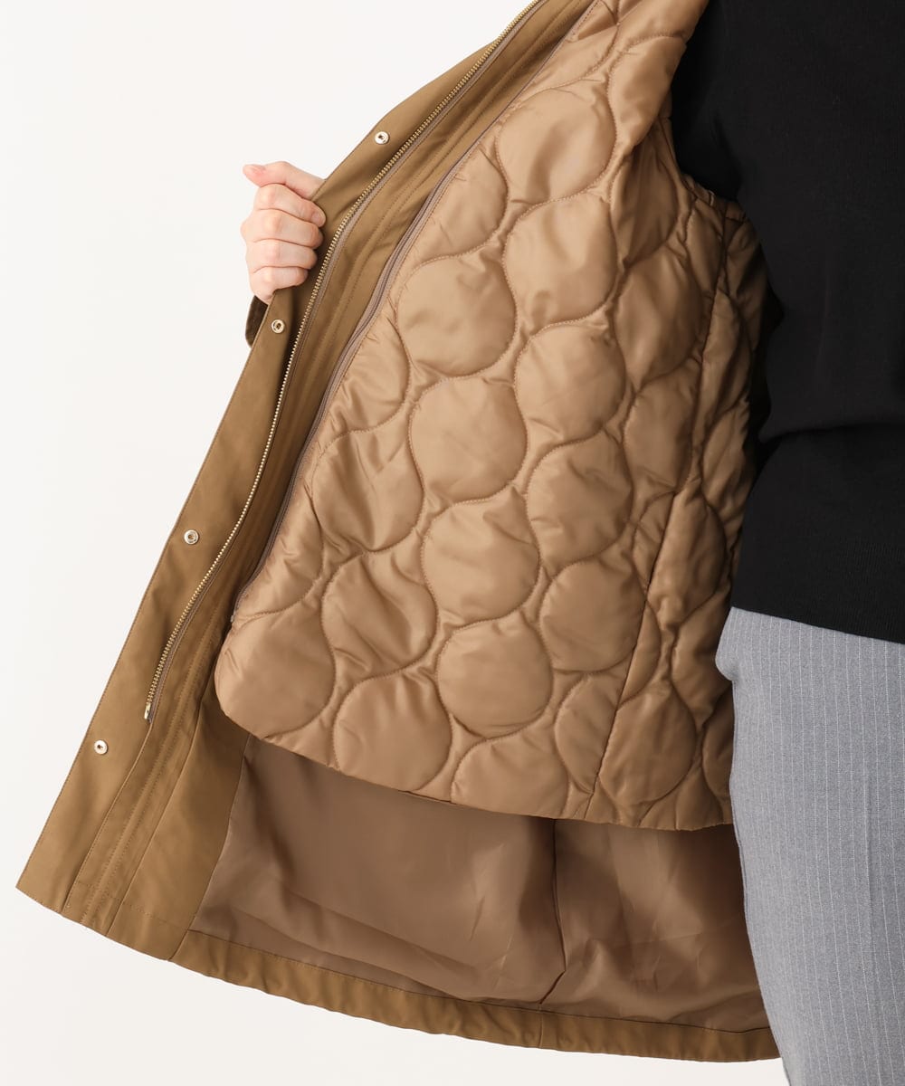 OLUAD04369 eur3(エウルキューブ) 【WEB/一部店舗限定】【大きいサイズ】ライナー付フーディーコート キャメル(83)