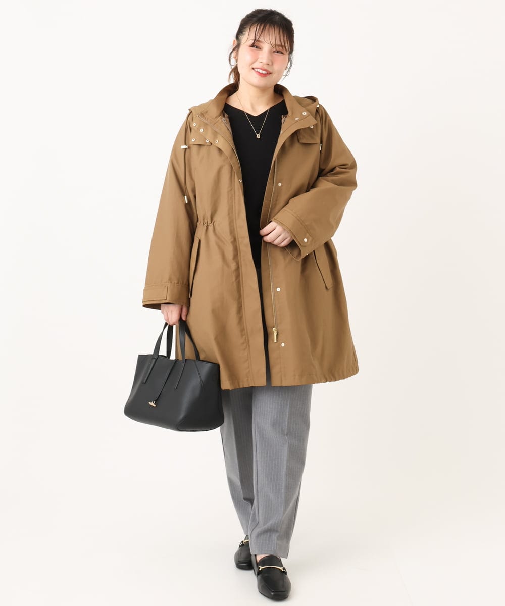 OLUAD04369 eur3(エウルキューブ) 【WEB/一部店舗限定】【大きいサイズ】ライナー付フーディーコート キャメル(83)