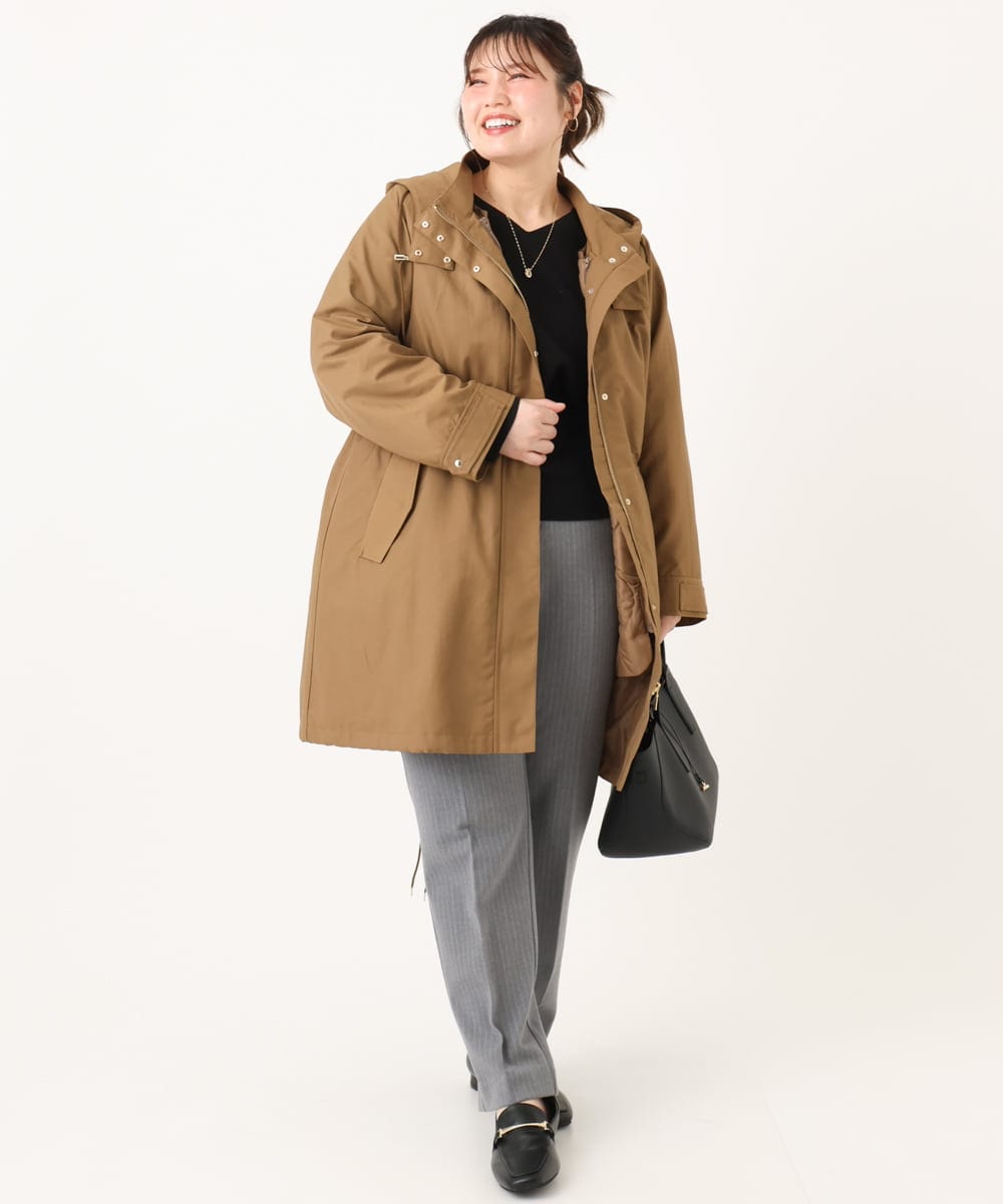 OLUAD04369 eur3(エウルキューブ) 【WEB/一部店舗限定】【大きいサイズ】ライナー付フーディーコート キャメル(83)