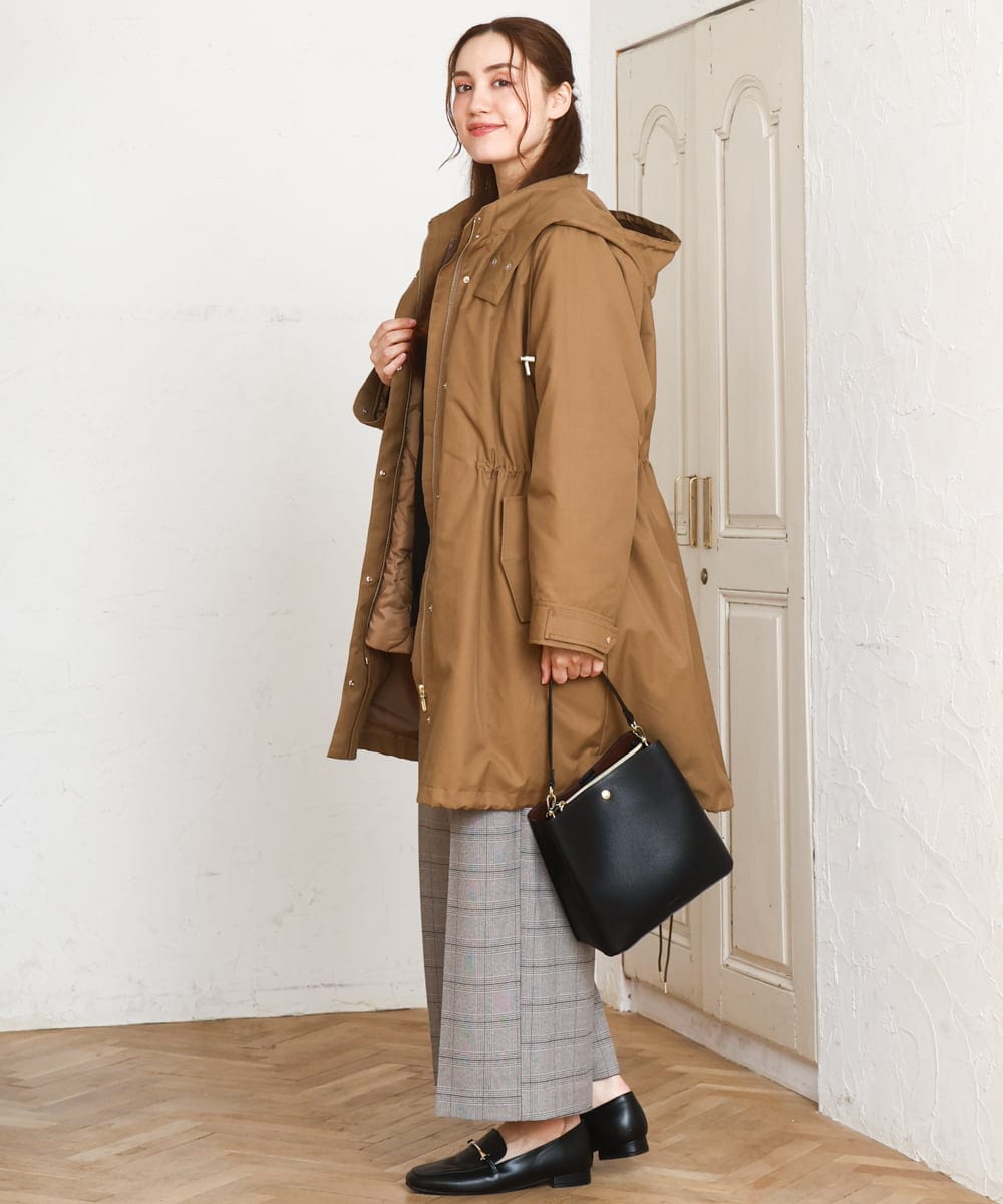 OLUAD04369 eur3(エウルキューブ) 【WEB/一部店舗限定】【大きいサイズ】ライナー付フーディーコート キャメル(83)