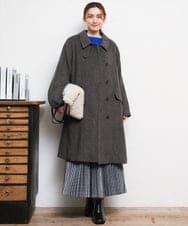 OLUAG01349 eur3(エウルキューブ) 【大きいサイズ】ステンカラーウールコート ダークブラウン