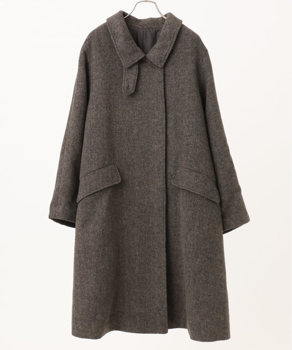 OLUAG01349 eur3(エウルキューブ) 【大きいサイズ】ステンカラーウールコート ダークブラウン