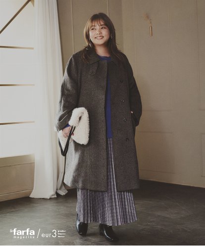 OLUAG01349 eur3 【野呂佳代さん着用/大きいサイズ】ステンカラーウールコート