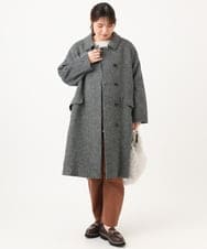 OLUAG01349 eur3(エウルキューブ) 【大きいサイズ】ステンカラーウールコート ホワイト