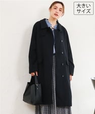 OLUAG01349 eur3(エウルキューブ) 【大きいサイズ】ステンカラーウールコート ブラック