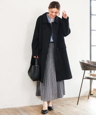 OLUAG01349 eur3(エウルキューブ) 【大きいサイズ】ステンカラーウールコート ブラック