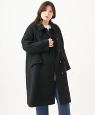 OLUAG01349 eur3(エウルキューブ) 【大きいサイズ】ステンカラーウールコート ブラック